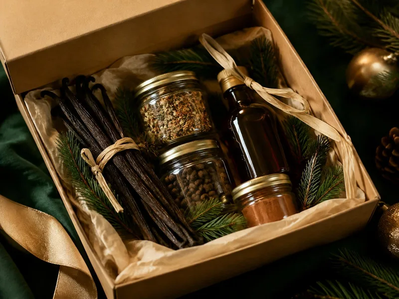 Coffret cadeau de Noël avec vanille et épices